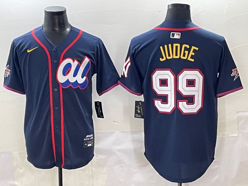 Men 2025 New York Yankees #99 Judge Blue All star Blank Blue Nike MLB Jersey style 2->new york yankees->MLB Jersey